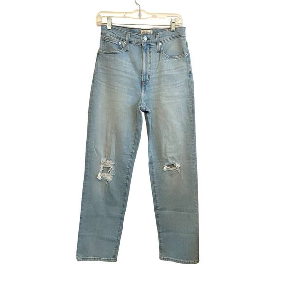 Madewell The Perfect Vintage Straight Jean Women Size 26 Rips Distress Blue NWT‎ - Picture 1 of 9